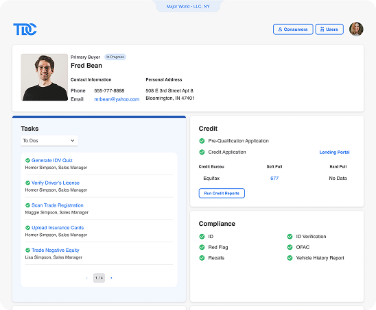 TDC dealership compliance software - dealer dashboard
